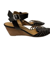 Susina Terra Womens Wedge Sandals Size 9.5 Leather Slingback Ankle Strap Buckle - £12.65 GBP