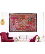 Indian Heavy Hand Embroidered Wall Hanging Vintage Zari Patchwork Beads ... - £58.66 GBP