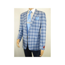 Men Sport Coat by Berlusconi Turkey Italian Wool Super 180's #671-07 Blue Plaid image 5
