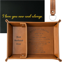 Best Husband Ever PU Leather Valet Tray and Keychain 3Pcs Housewarming Present B - $20.24