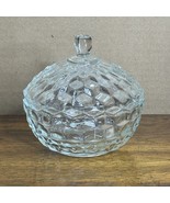 Vintage Indiana Whitehall Clear Glass  Candy Dish  Cubist Bowl Jar w/ Lid - $22.75