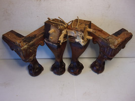 Vintage 1870&#39;s Claw and ball Foot Couch Legs (4) hand Carved mahogany Ornate - £47.92 GBP