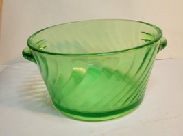 Green Uranium Small Dish with Handles Swirl Pattern - $30.00