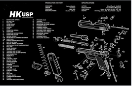 Gun Cleaning Rubber Gunsmith Mat with HK USP Pistol Diagram Instruction 11&quot;x17&quot; - £15.78 GBP