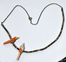Vintage Carved Bird Fetish Sterling Choker Necklace 16&quot; - $1,002.29 MXN