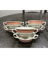Vintage Homer Laughlin Best China Double Handle Soup Bowl Ivory Pink Set... - $82.91 CAD