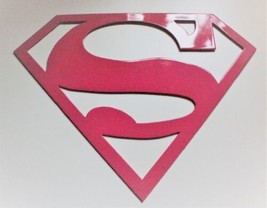 Superman Symbol - Metal Wall Art - Bright Pink 16 3/4&quot; x 12 1/2&quot; - £26.55 GBP