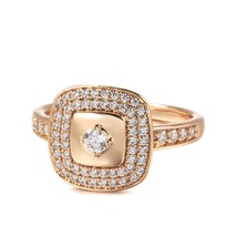 Luxury 585 Rose Gold Wedding Bride Ring Micro Wax Inlay Natural Zircon Square Ri - £7.28 GBP
