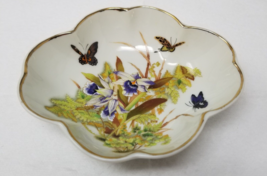 Toyo Bowl Butterfly Orchid Tropical Flight Hand Painted Scalloped Gold R... - £14.16 GBP