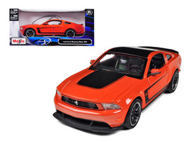 2012 Ford Mustang Boss 302 Orange and Black 1/24 Diecast Model Car by Ma... - $40.99