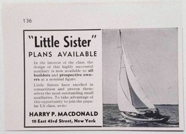 1940 Print Ad Little Sister Sailboats Harry P. McDonald New York - £7.01 GBP