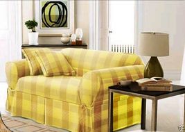 3 Pcs. Slipcovers Set, Couch/Sofa+Loveseat+Chair Covers-Patchwork Design - GOLD - £59.94 GBP