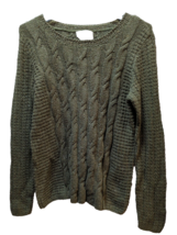 Christopher &amp; Banks green w/specks cable knit &amp; squares women&#39;s m medium sweater - £19.77 GBP