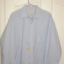 Michael Kors Cotton Blue Striped Long Sleeve Button Shirt 16.5 36/37 - £15.49 GBP