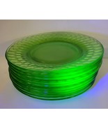 10 Green Uranium 8.25&quot; Plates Thumb Print Pattern - $90.00