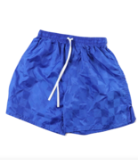 NOS Vtg 90s Youth Large Blank Checkered Nylon Running Soccer Shorts Roya... - $23.71