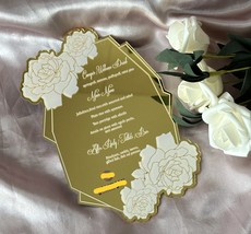 10pcs Mirror Gold Acrylic Wedding Invitations,Invite,Custom Dinner Menu ... - $609.16 MXN