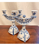 A Pair of Royal Copenhagen Blue Fluted Full Lace Candelabra 9 3/4&quot; - $3,999.00