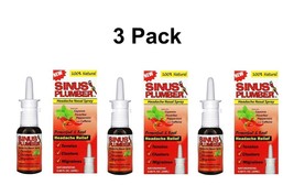 3 x Sinus Plumber Migraine Headache Nasal Spray Natural Allergy Relief  12-2025 - £27.32 GBP