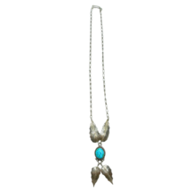 Designer Native American SS Feather Turquoise Necklace - £125.83 GBP