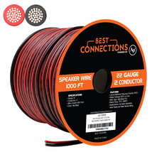 22 Gauge 1000 Feet Red Black Speaker Wire Audiopipe Zip Cable Copper Clad CCA - £70.33 GBP