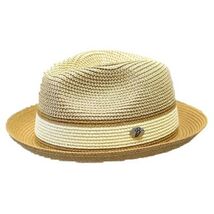 Men's Bently Semi Crushable Fedora Briad Straw Hat Dante DA224 Ivory Cognac image 2