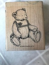 Stampin' Up Rubber Stamp Teddy Bear Lace Collar Flower Bow 1998 - $12.91