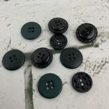 Vtg Button Lot Of 9 Black Green Various Sizes Toggle Back DIY Clothing C... - $11.88