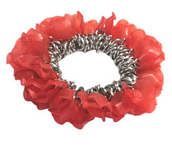 faux coral roses leaves elastic bracelet - £13.55 GBP