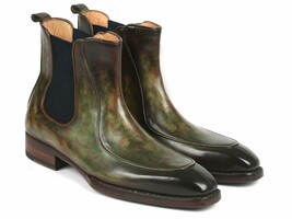 Paul Parkman Mens Shoes Boots Green Chelsea Goodyear Welted Handmade BT8... - $668.99
