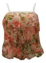 Almost Famous Ladies Knit Tank Top Tired Front Spaghetti Straps Floral Size L - £19.90 GBP