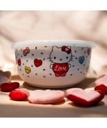 Sanrio Hello Kitty Covered Bowl Large Valentines Conversation Hearts Whi... - $24.83 CAD