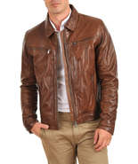 Mens Leather Jacket Stylish Genuine Lambskin Motorcycle Bomber Biker Jac... - $117.50