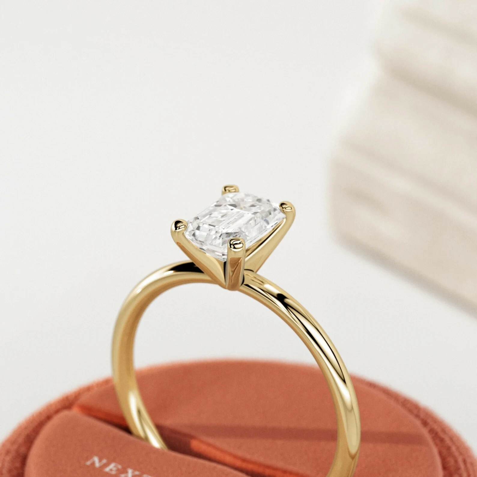 1 CT Emerald Cut F VVS2 Lab Grown CVD Diamond Engagement Ring in 14K 18K Gold Item image 13