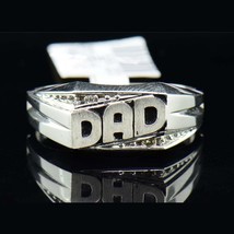0.05 Ctw Brilliant Moissanite 14K White Gold Plated DAD Black Enamel Men... - €96,99 EUR