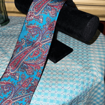 Vintage Italian silk men’s blue Paisley necktie - £13.88 GBP