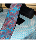 Vintage Italian silk men’s blue Paisley necktie - $24.18 CAD