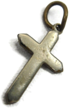 Plain Silver Tone Cross Charm Pendant Patina Vintage - £7.90 GBP