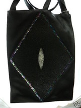 (EL1-1) black Stingray Leather diamond design Parni Handbag SKIN Hide PURSE - $140.24