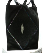(EL1-1) black Stingray Leather diamond design Parni Handbag SKIN Hide PURSE - $191.80 CAD