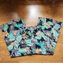 Charme U Pants Womens Size Medium Floral Soft Comfy Hawaiian Rayon Wide Leg - £7.58 GBP