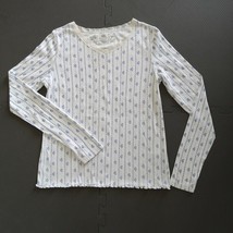 Faded Glory Vintage Girls Long Sleeve T Shirt XL 14-16 White Blue Print ... - $11.07