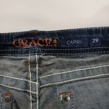 Grace In LA Womens Stretch Blue Denim Embellished Capri Cropped Jeans 29 (30×22) image 5