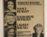 Barbara Walters Special TV Guide Print Ad Nancy Reagan Katherine Hepburn... - £4.66 GBP