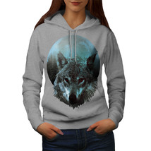 Wellcoda Wolf Moon Light Hunt Womens Hoodie, Night Casual Hooded Sweatshirt - $36.36