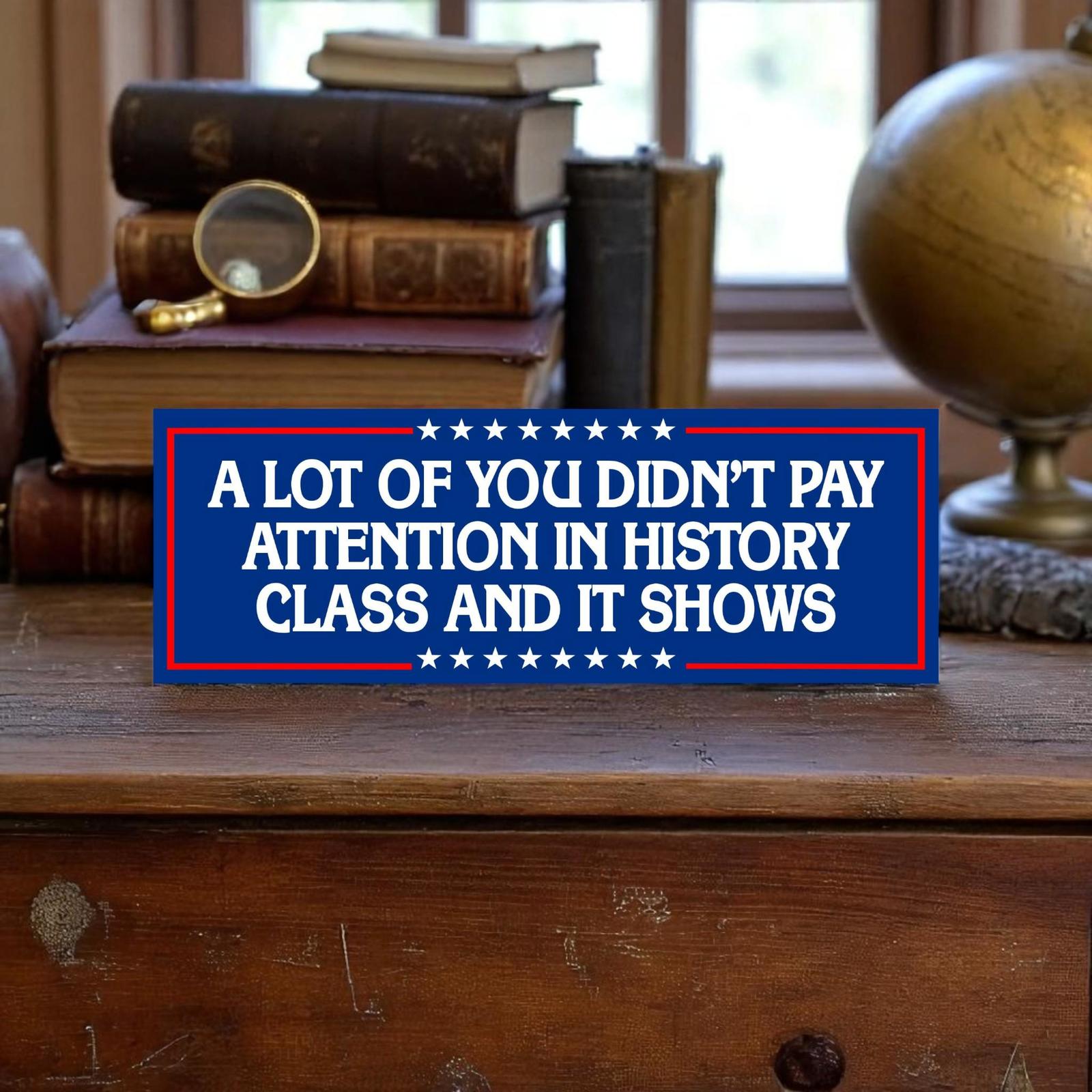Didn&#39;t Pay Attention In History Class Car Magnet or Bumper Sticker, Anti... - $3.95+