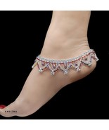 Real Silver Multi Beads Indian Bridle women jhallar Anklets Ankle Pair 1... - $4,765.69 MXN