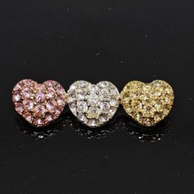 MONET Rhinestone 3 Tone Heart Brooch Pin Silver Gold Rose Tone - £13.54 GBP