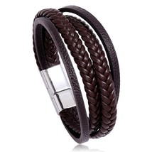 New Fashion Classic Genuine Leather Bracelet For Men Hand Charm Jewelry Multilay - £12.90 GBP