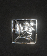 Vintage Sterling Silver Apple Blossom Repousse Brooch Pin - £27.69 GBP